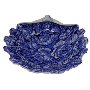 Blakeney English Ironstone Flow Blue Transferware Clamshell Serving Bowl